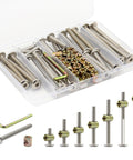 Crib Bunk Bed Hardware Replacement Kit Stainless Steel M6 Hex Socket Head Cap Screws And Barrel Nuts Assortment With 1 Wrench set
