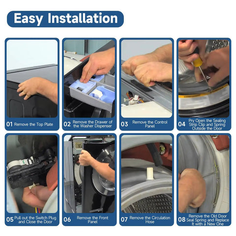 Steps to install LG Washer Door Seal Kit With Gasket Boot Clamp And Retaining Ring Inner Door Seal For Compatible LG Models