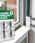 Aluminum Thumb Turn Window Locks 4 Pack For Sliding Windows And Doors No Drill Install shown installed on a window track