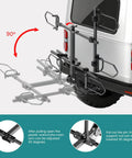 Folding Trike Rack Hitch Mount For Etrikes And Ebikes Beastly Heavy Duty Bike Carrier Supports Up To 270 Lbs Durable Steel With Easy Fold And Secure Load For Daily Hauling, 2-inch hitch, 90-degree fold