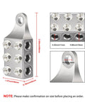 Slick Pro Grade Heavy Duty 12 Way Battery Terminal Distribution Block featuring M8 M5 and 5 16 screw threads, showing dimensions and design.