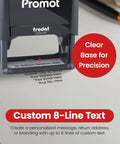 Self Inking Stamp For Name And Address, XXL Custom Rubber Stamp For Home Office Or Biz Use, clear base, text details