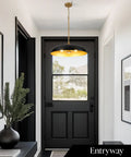 puncoll 20.5" Black and Gold Chandelier, 3-Light Dome Large Pendant Light in a stylish entryway with black and gold design.
