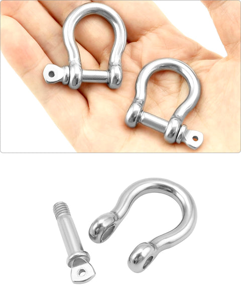 One Quarter Inch D Ring Shackles Twenty Pack In 304 Stainless Steel Screw Pin Bow Shackle for heavy duty rigging and towing