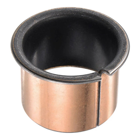 Straight Heavy Duty Flanged Sleeve Bearings With Oilless Bronze Sintered Build 40Mm Bore X 44.5Mm Od Drop In Ready Design Zero Hassle Maintenance Slick Sliding Action Pack Of Two close-up view of oilless bronze bearing.