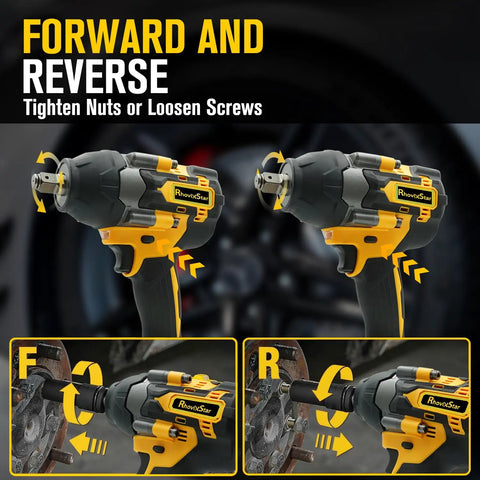 Half Inch Cordless Impact Wrench Set With Brushless Motor High Torque 850Nm 3200 RPM forward and reverse function
