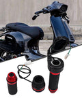 Four Gear Electric Bike Throttle Grip With ABS Rubber Handle For 48V 60V 72V Ebikes, shown with scooter backdrop