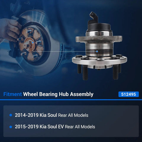 Rear Wheel Hub Assembly With Abs Sensor 2014 To 2019 Kia Soul And Soul Ev 5 Lug 4 5 Bolt Oem Swap built different direct fit auto parts