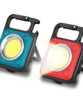 Go-To Mini COB Flashlight Keychain 1000 Lumens With 4 Modes, rechargeable waterproof LED tool, red and blue 2-pack