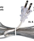 Clear Silver Lamp Cord 8 Foot Long For DIY Lamp Repair Or Replacement SPT-1 18 Gauge UL Listed Power Cord With Polarized Plug