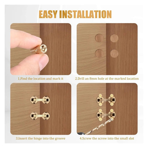 Easy installation process for Hidden Brass Barrel Hinges 8Mm For Small Boxes And Jewelry Keepsake Chests 10 Pack 180 Degree