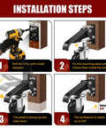 Installation steps for Heavy Duty Retractable Caster Wheels For Workbenches with a drill and caster mounting.