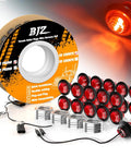 Red 3/4 Inch Trailer LED Marker Lights Kit With 20 Round Lights Chrome Trim Ring Bezels And 2 Pin Wire Harness Roll