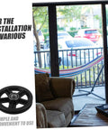 A Pair Of Heavy Duty Replacement Pulley Wheels For Sliding Barn Doors And Metal Gates Built For Roll Like Butter Performance With Sealed Bearings And Zero Hassle Everyday Reliability, black wheel with sealed bearings.