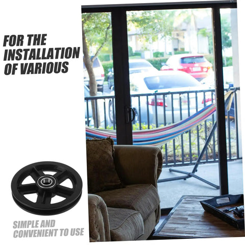 A Pair Of Heavy Duty Replacement Pulley Wheels For Sliding Barn Doors And Metal Gates Built For Roll Like Butter Performance With Sealed Bearings And Zero Hassle Everyday Reliability, black wheel with sealed bearings.