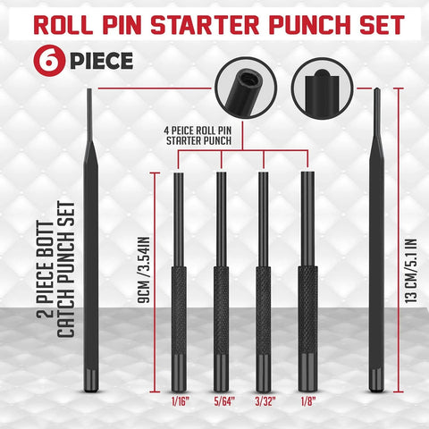 Four Piece Roll Pin Punch Set With Free Pivot Pin For Auto Repair, Watch Repair, Jewelry And Craft Projects, Starter Punch