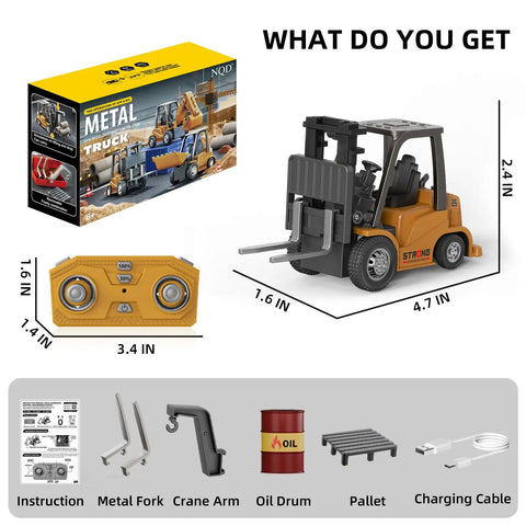 Mini RC Forklift Toy One Sixty Fourth Scale With Remote And Free App Control Two In One Transformable Fork And Hook