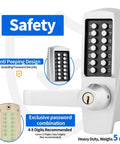 Mechanical Push Button Lever Lock With 13 Digit Keypad For Keyless Entry Keep Open Or Auto Locked 60mm Backset Satin Chrome Finish
