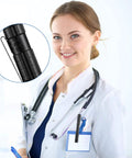20 Pack Metal Flashlight Clips For Removable Accessories attached to a penlight held by a medical professional