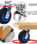 Commercial Grade Heavy Duty Swivel Caster Wheels With Strong Lock Brakes And Silent Pneumatic Air Filled Tires For Rolling Heavy Loads Like A Champ And Quick Install Set Of Two showing 360° rotation and precision steel ball.