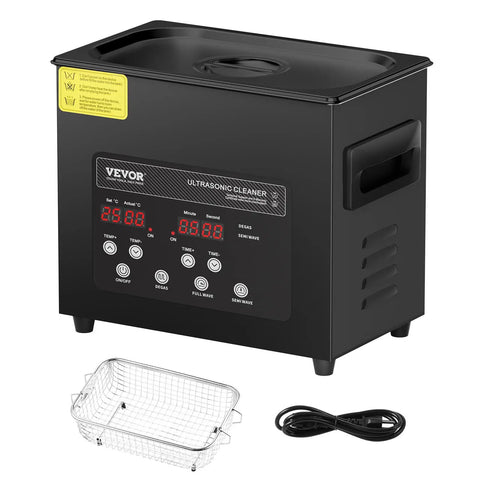 3 Liter Ultrasonic Cleaner Machine With Digital Screen And Integrated Heater, 40khz Straight Up Powerhouse That Scrubs Gunk Right Off, Squeaky Clean Setup For Rings Glasses Retainers with removable basket and control panel.