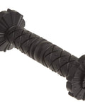 Close-up of the black Rubber Rondel Training Knife for safe practice, showing 1 inch thick Santoprene handle detail
