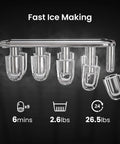 Countertop Ice Maker With Handle For Home Kitchen, Fast Bullet Ice Production, 26.5 Pounds Per Day, 9 Cubes, 6-Minute Cycle