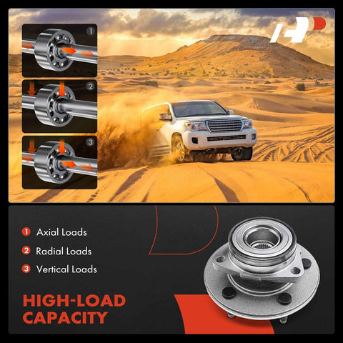 Front Wheel Bearing And Hub Assembly With ABS For Dodge Ram 1500 2000-2001, illustrating high-load capacity and 5-lug design.
