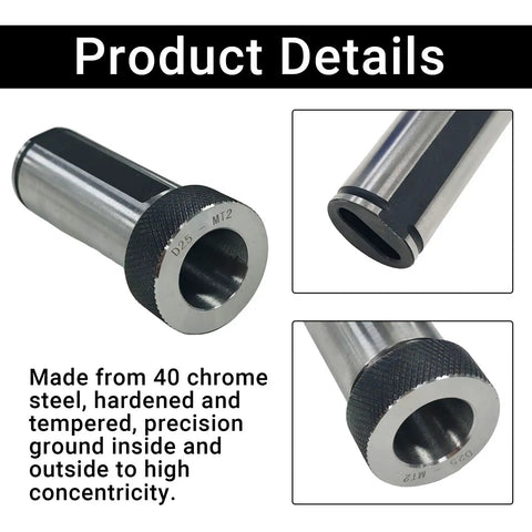 D25 Lathe Tool Holder Adapter For MT2 Morse Taper Spindle To 25mm Shank Built Tough 40Cr Steel Boring Bar And Internal Tool Holder CNC And Manual Lathe Compatible Precision Tool Extension Reducer, front and side views showing steel body and markings
