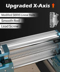 SainSmart Genmitsu 4040-PRO MAX CNC router with blue frame, exposed lead screw and linear rails