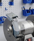 WRITWAA 2-Pack Industrial Bench Grinder Eye Shield Guard on stainless steel grinder, protecting from sparks and chips.