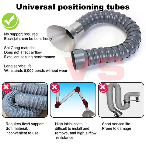 Top Shelf Flexible Duct Collector Arm For Fume Extraction With No Sweat Setup 4 6 And 8 Inch Adjustable Hose Kit, flexible tubing for dust collection.