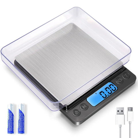 Digital Gram Scale 1000G Capacity With 0.01G Increments, Beastly Accurate Kitchen Scale for Cooking and Baking with USB and trays