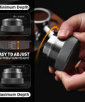 Adjusting 58mm Espresso Distributor With Adjustable Depth For All 58mm Portafilters Stainless Steel And Walnut Build