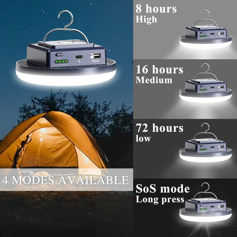 Rechargeable Camping Lantern With 13200 MAh Battery And 4500 Lumens 45W USB LED Light Magnetic Hanging Lantern for tents