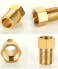 Brass Pipe Fitting Set Of 10 Extension Nipple Connectors 1/2 Inch Female To 1/2 Inch Male Longer Converter Adapters