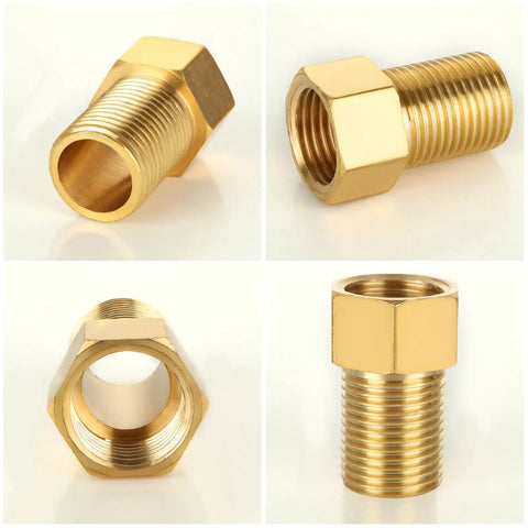 Brass Pipe Fitting Set Of 10 Extension Nipple Connectors 1/2 Inch Female To 1/2 Inch Male Longer Converter Adapters