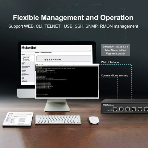 8 Port 10G Managed Ethernet Switch With Auto Adaptive 10G 5G 2Point5G And 1G Speeds L3 Web And CLI Management setup view