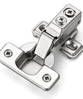 Single hinge from 10 Pack 5 Pairs Soft Close Kitchen Cabinet Hinges for Half Inch Overlay, brushed nickel finish, top view.