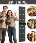 Heavy Duty Gate Hinges 2 Pack Black 270 Degree Adjustable Butt Hinge installation examples and product view