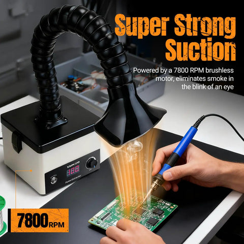 Desktop Solder Fume Extractor With 3 Stage HEPA Carbon Filtration Adjustable Speed Beefy 71 CFM Suction in use