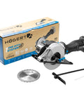 No Nonsense 18V Brushless Cordless Circular Saw With 120 Mm Blade, alloy guard, parallel fence, box, and accessories.