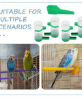 No Mess 4 Pack Automatic Bird Water Feeder And Food Dispenser Clip On Cage Hydration Kit For Parrots Parakeets Cockatiels Budgies Easy Clean Always Fresh Winged Friends with green water dispensers.
