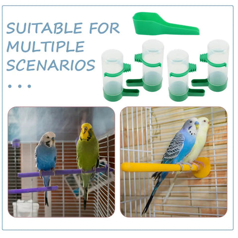 No Mess 4 Pack Automatic Bird Water Feeder And Food Dispenser Clip On Cage Hydration Kit For Parrots Parakeets Cockatiels Budgies Easy Clean Always Fresh Winged Friends with green water dispensers.