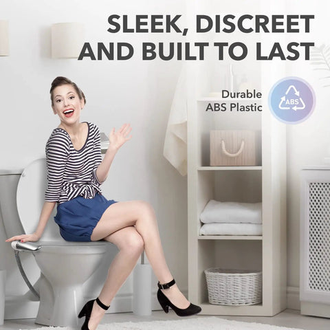 Non Electric Bidet Attachment For Toilet With Adjustable Water Pressure Front And Rear Cleaning Four Pressure Settings Easy Install ABS Plastic Toilet Washer Upgrade Your Bathroom Hygiene installed on toilet