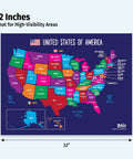 United States Map With Capitals Poster Laminated 17x22 for Kids Educational USA Wall Chart, colorful layout with visible capitals.