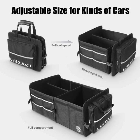 Grab And Go Trunk Storage Organizer For Cars SUVs And Trucks Collapsible Multi Size System with Medium 63L or Compact 32L shown