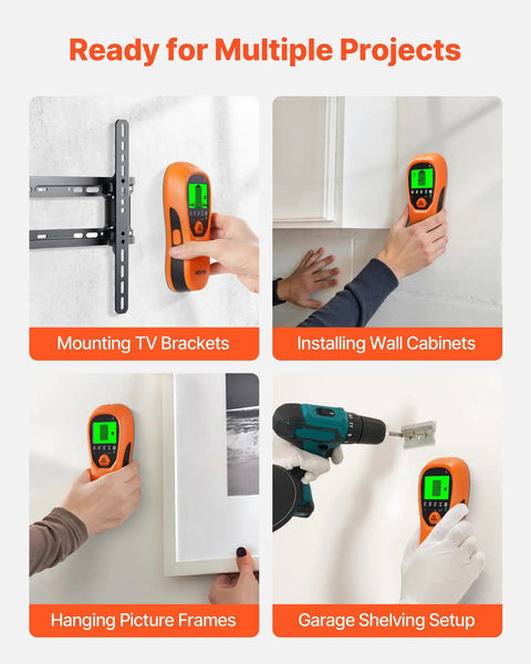 No More Blind Swinging Drill Holes 5in1 Stud Finder Wall Scanner With Sharp Smart Sensor And Crisp Lcd Readout Audio Alert For Pinpointing Wood Joists Metal Pipes And Hidden Ac Cables Precision Center Edge Detection Tool Shed Staple