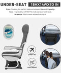 TIAWOLT 16-inch underseat luggage, soft-sided black carry-on with wheels and TSA lock, shown under airplane seat.