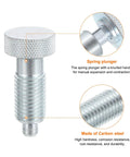 Kickass Rugged Two Pack Spring Plunger Pins M16x2 Thread With 8Mm Pin Diameter Solid Carbon Steel Build shown with knurled grip.